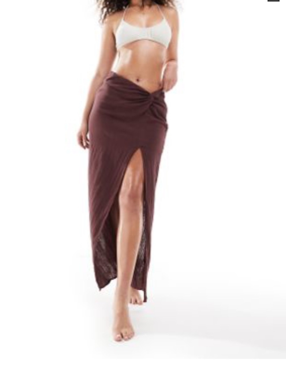 ASOS Brown High-Slit Maxi Skirt Coverup